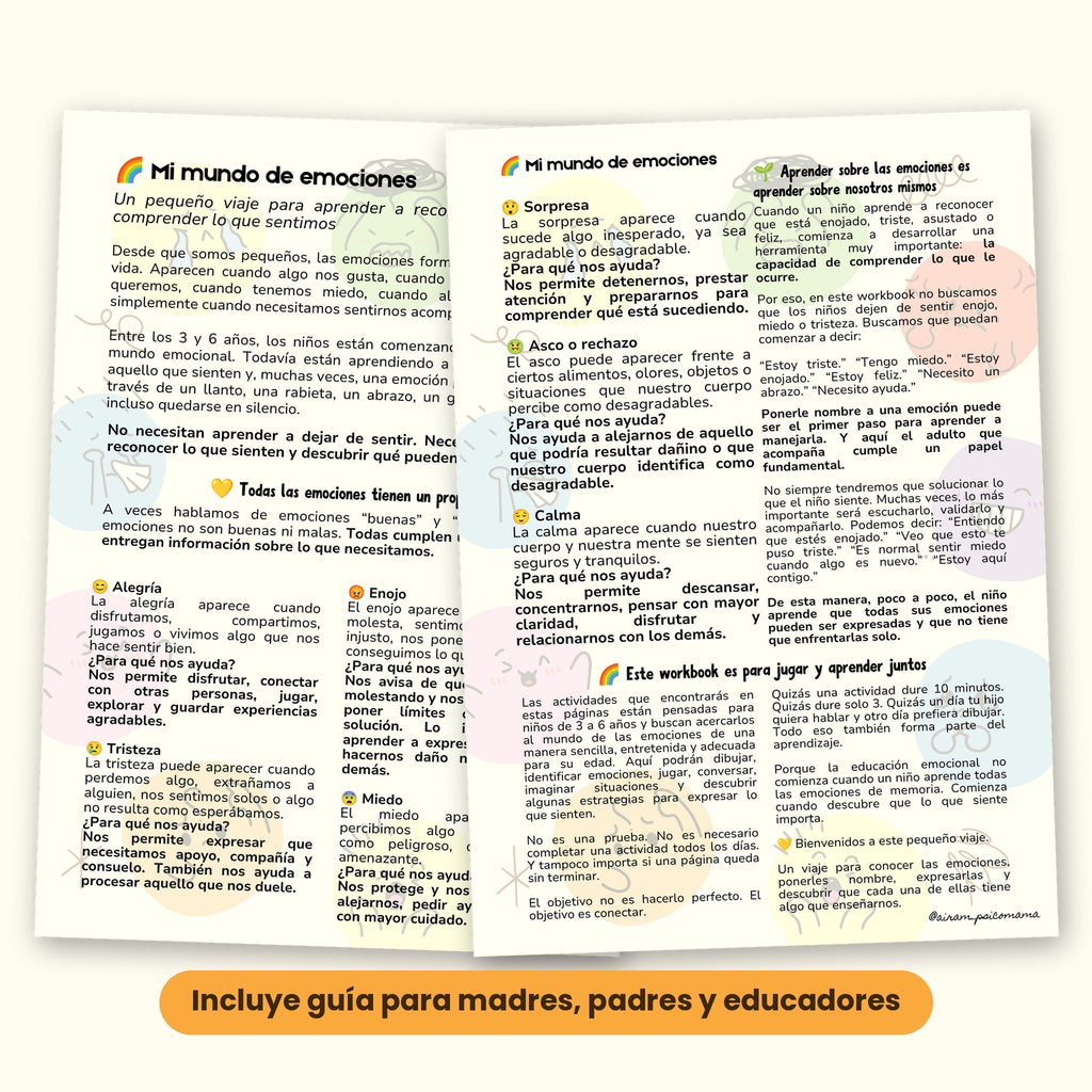 Mi mundo de Emociones: Workbook de educación emocional para niños de 3 a 6 años