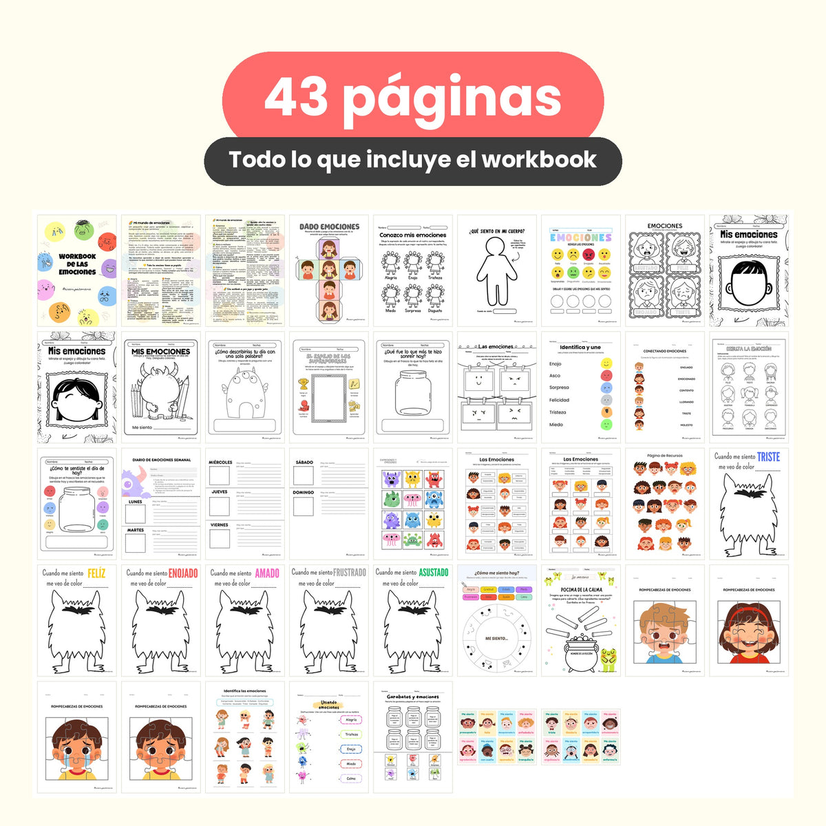 Mi mundo de Emociones: Workbook de educación emocional para niños de 3 a 6 años